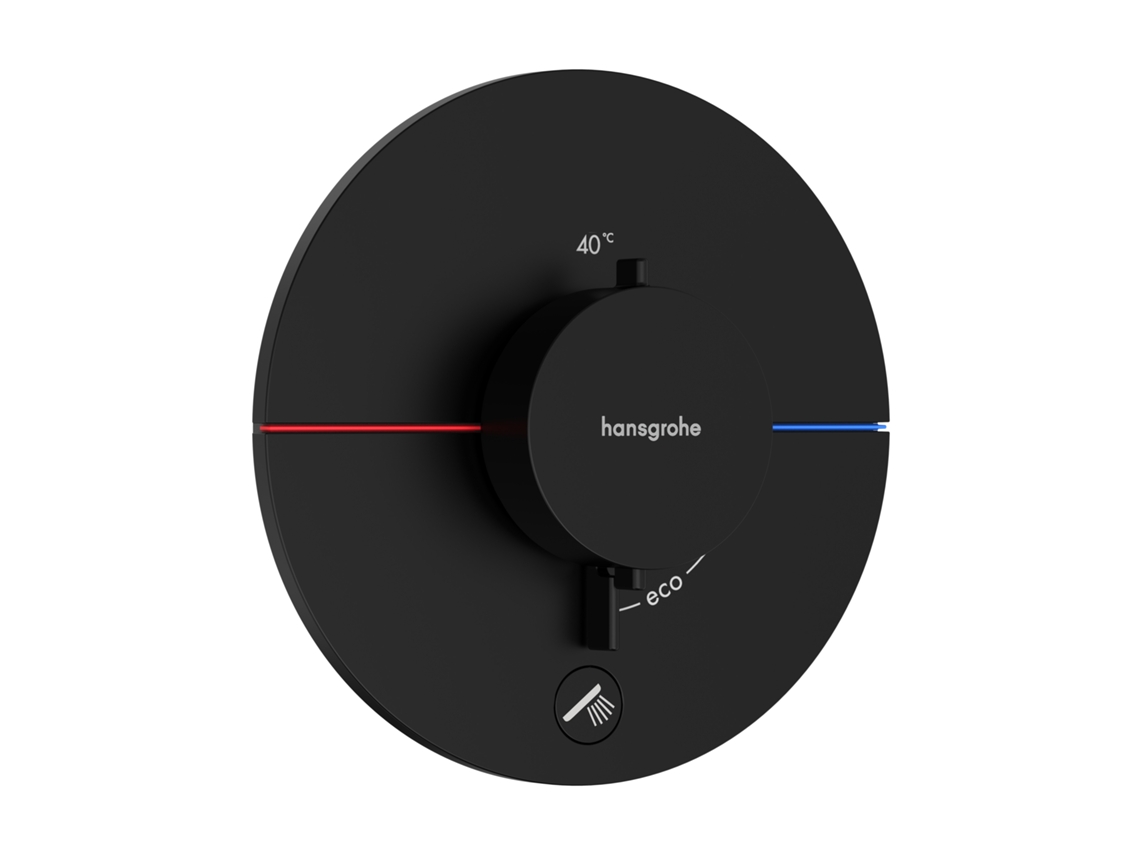 Termostato Showerselect Comfort S, empotrado, 1 usuario, una salida adicional, roseta redonda, 15562670, color negro mate Hansgrohe