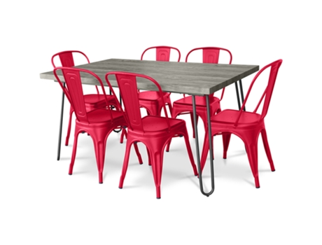 Pack Mesa Comedor Diseño Industrial 150Cm Pack 6 Sillas Comedor Diseño Industrial Hairpin Stylix TOLIX STYLE