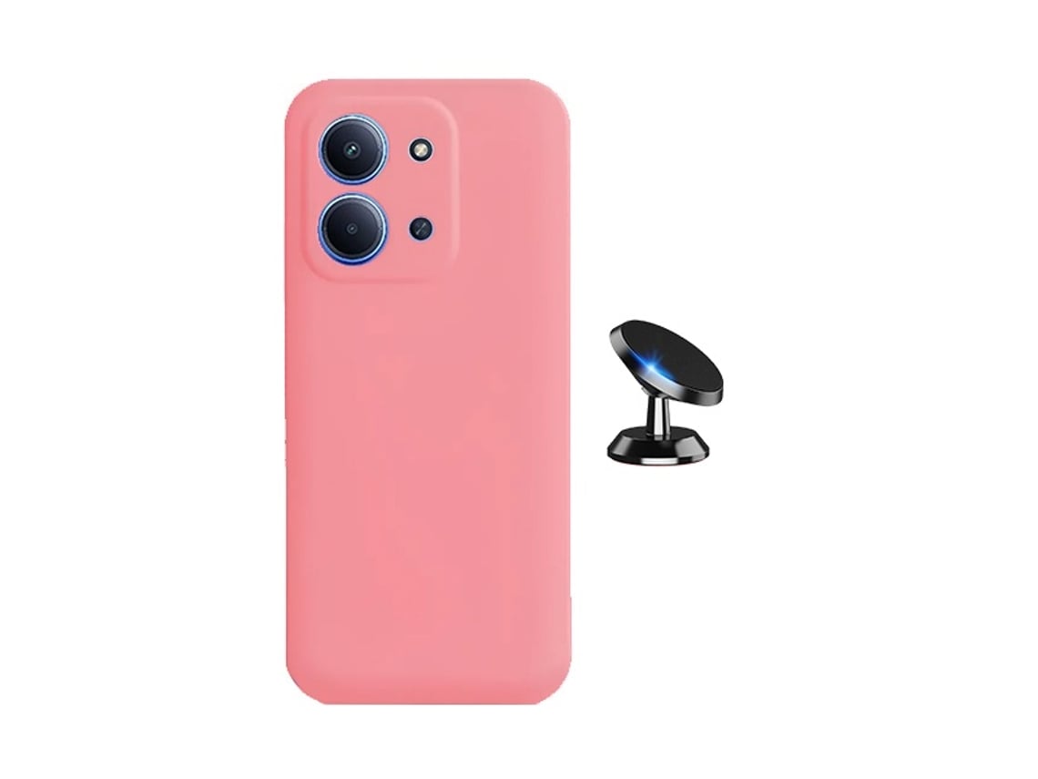 Kit Soporte Magnético Para Coche Funda De Silicona Líquida Phonecare Para Xiaomi Poco C85 - Rosa