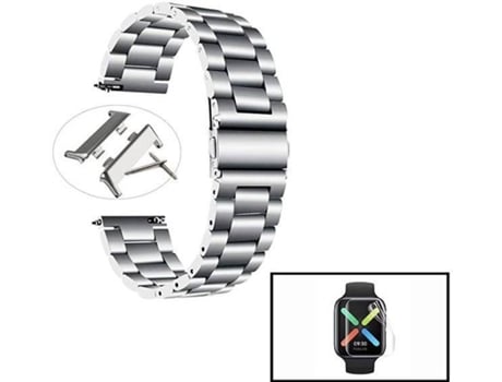 Correa + Herramienta + Protector Gel PHONECARE Acero Stainless Lux Oppo Watch 46mm Gris
