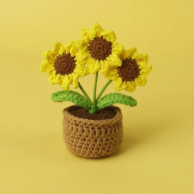 (1 Peça) Vaso De Crochê Fofo, Decoração De Casa Para Plantas Feita À Mão Em Crochê