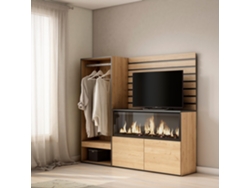 Aparador, 167x145x35 cm, Dormitorio, habitación, Chimenea eléctrica XXL, Vestidor abierto, Roble SKRAUT HOME