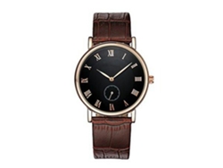 Reloj De Cuarzo Casual De Cuero Pu Para Parejas (hombres, Correa Café, Dial Negro)