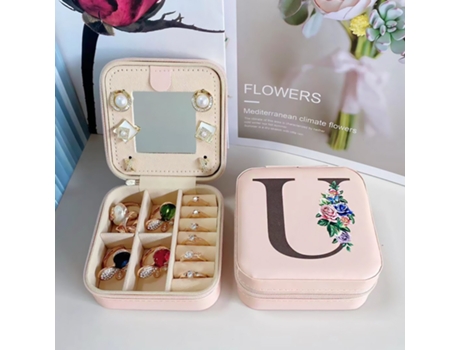 Caja de almacenamiento de joyas con espejo, joyero de madera de doble capa, caja de almacenamiento de pendientes HHZ