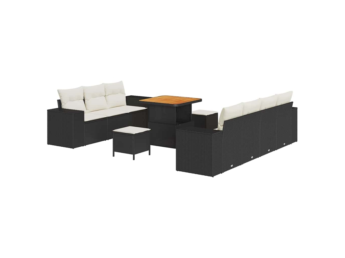 Maison Exclusive - Conjunto De Sofá De Jardín Con Cojín 10 Pcs Negro Y Crema