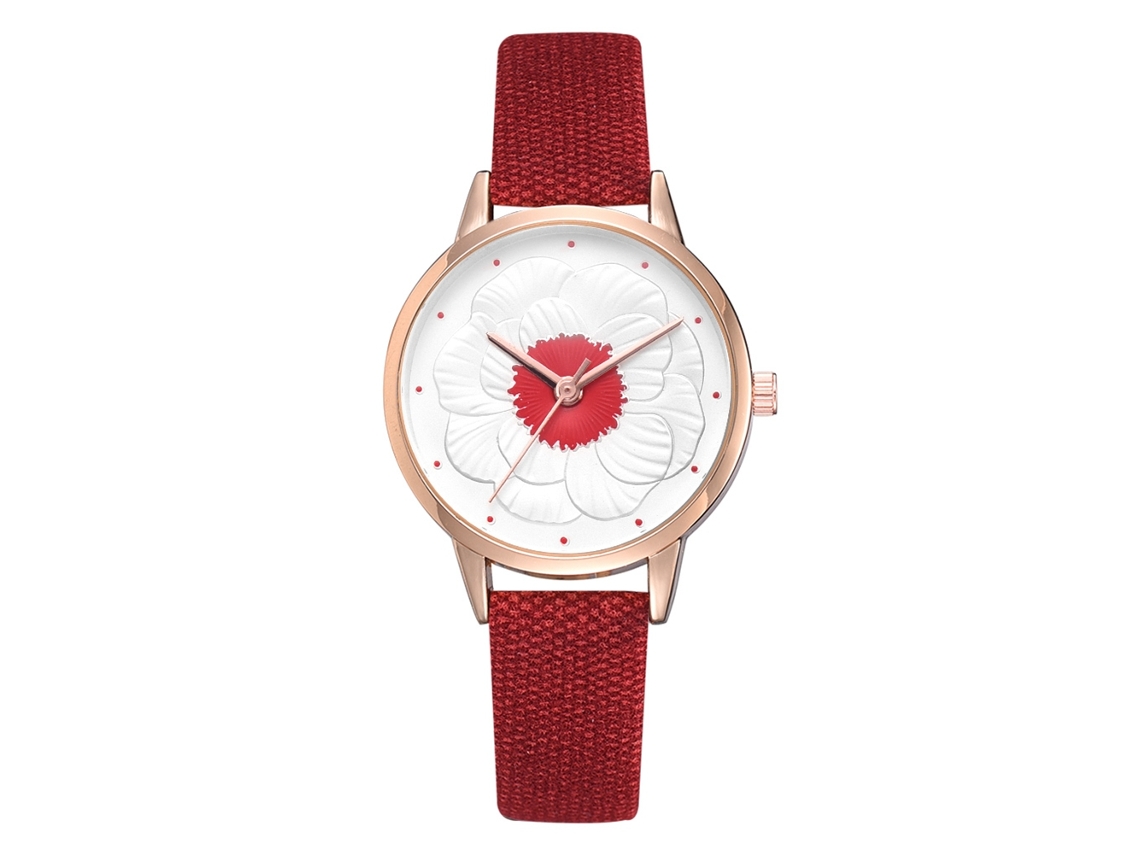 Reloj De Pulsera De Cuarzo Para Mujer, Moderno Y Sencillo, Con Esfera Roja.