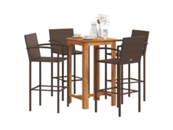 Pcs Conjunto De Bar P/ Jardim Acácia Maciça/vime Pe Castanho Dkd Home Decor
