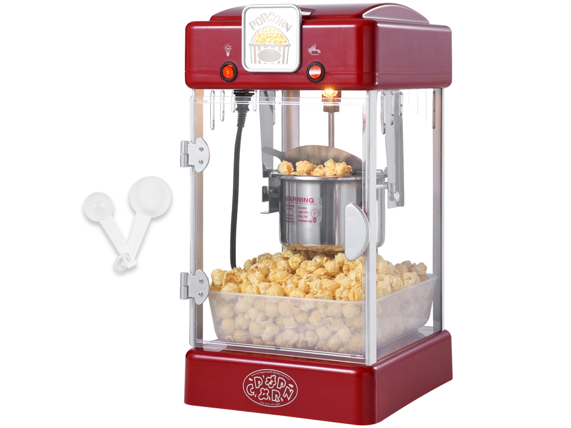 Máquina para hacer palomitas de maíz de sobremesa Succebuy de 300 W y 2,5 oz, color rojo