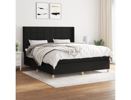 vidaXL Cama con somier y colchón 180x200 cm tela negra