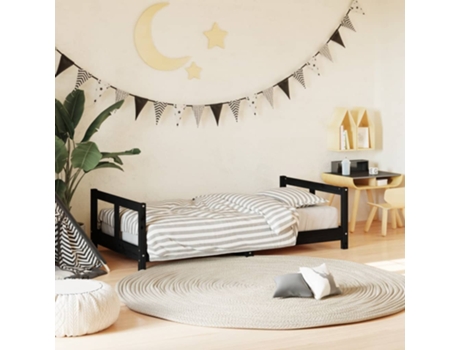 Estructura De Cama Para Niños VIDAXL Negro Madera (80x160 cm)