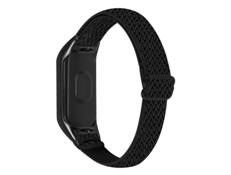 Correa de nailon elásticos trenzados elásticos ajustables con lazo con marco negro para Xiaomi Mi Band 5/6 - negro
