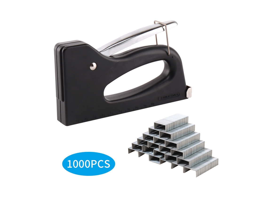 Grapadora Manual Portátil Con 1000 Grapas Para Carpintería, Decoración Y Fijación De Materiales.