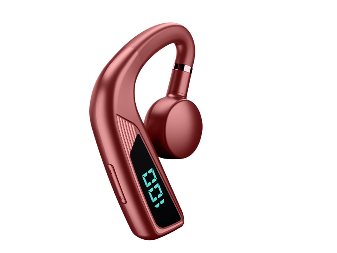 Auriculares Bluetooth 5.2 De Conducción Ósea, Con Pantalla Led Y Carga Usb-c (monoaurales Rojos) Czhhmart