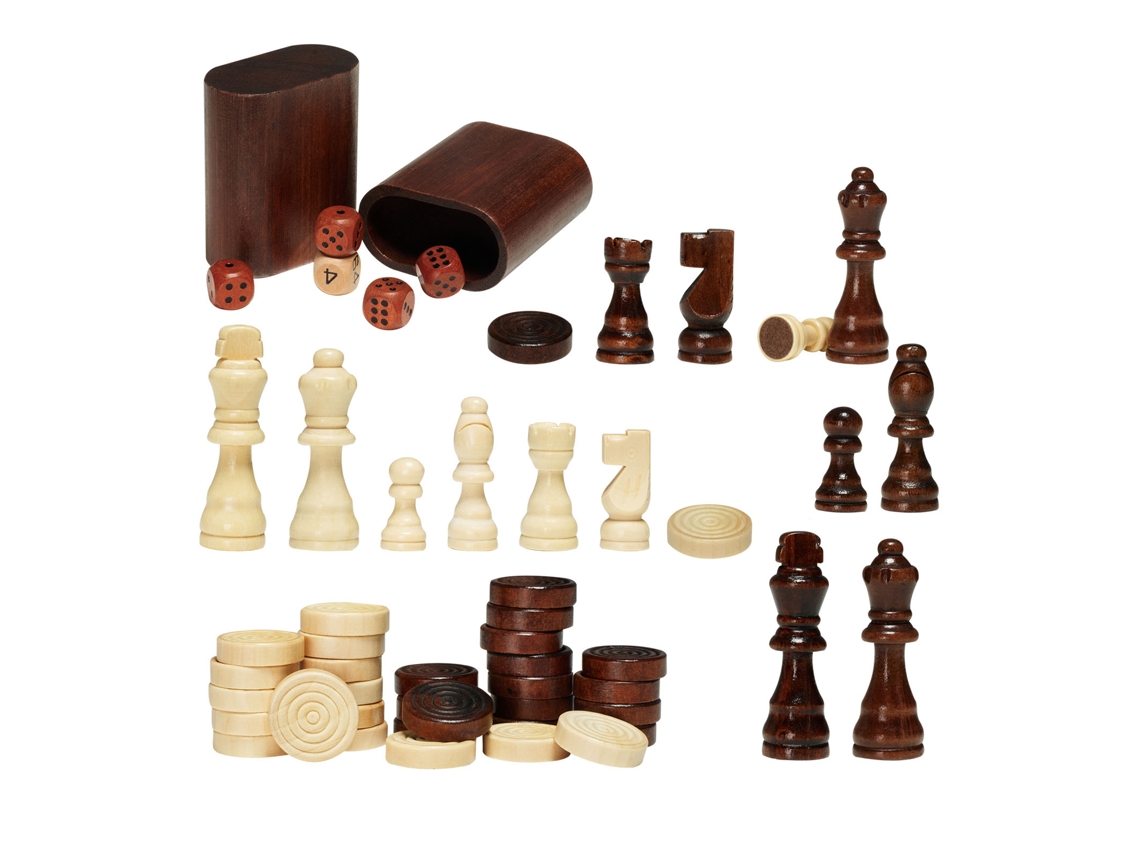 Juego de tablero y muebles Succebuy 3 en 1 de ajedrez, damas y backgammon, 45 cm