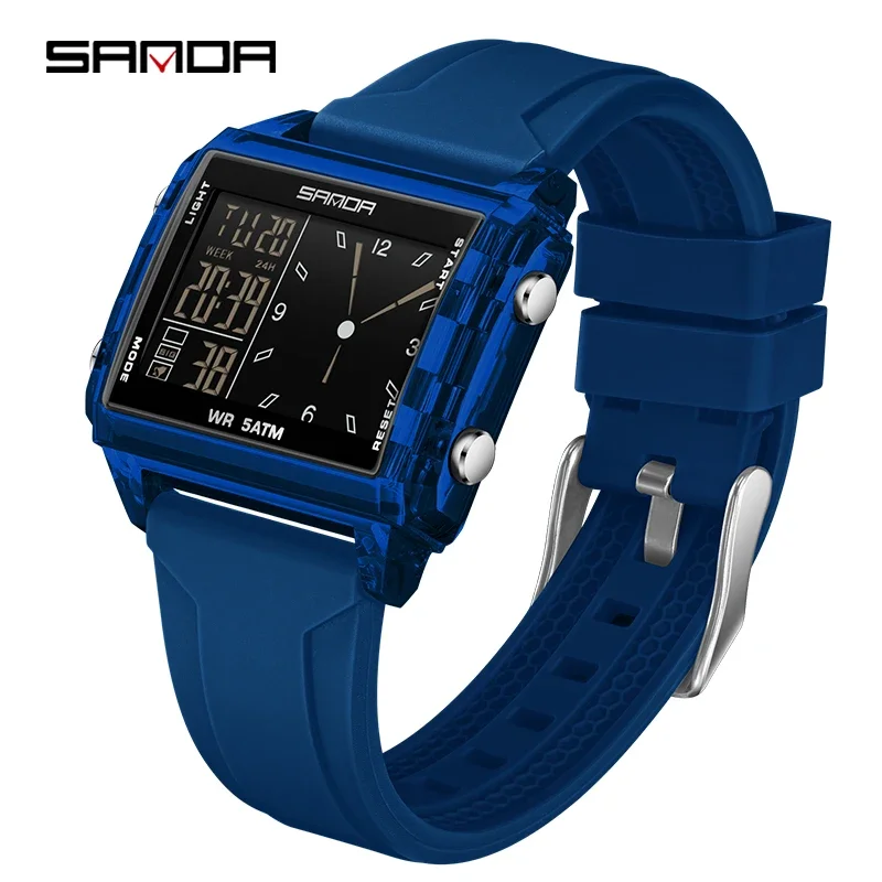 Reloj Digital Con Calendario Luminoso Led Azul, Resistente Al Agua, Para Deportes Al Aire Libre, Ocio Y Estudiantes.