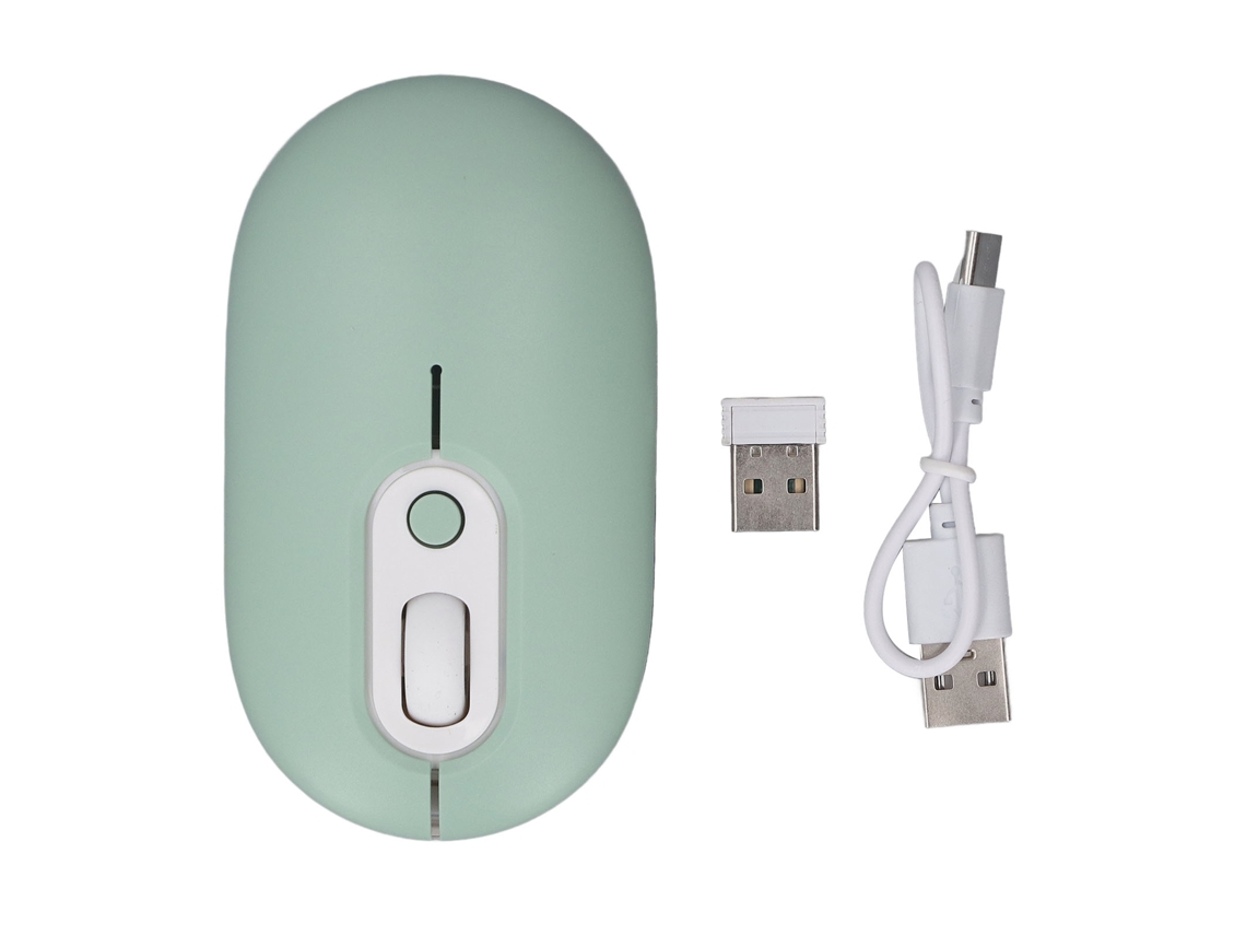 Rato Sem Fio 2.4ghz Bt Com Receptor 500mah Clique Silencioso 800/1200/1600 Dpi Para Laptop Pc Verde