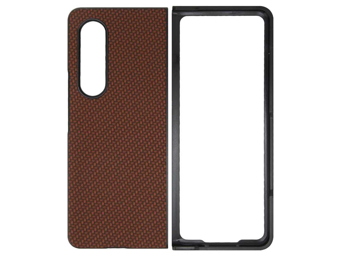 Capa De Telefone Capa Protetora De Dobramento Para Galaxy Z Fold 3 Textura De Fibra De Carbono Café