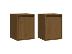 Conjunto de 2 armarios de pared MAISON EXCLUSIVE en pino macizo, color marrón miel (30 x 30 x 40 cm)