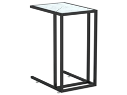 Maison Exclusive - Mesita Ordenador Vidrio Transparente Blanco Mármol 50x35x65cm