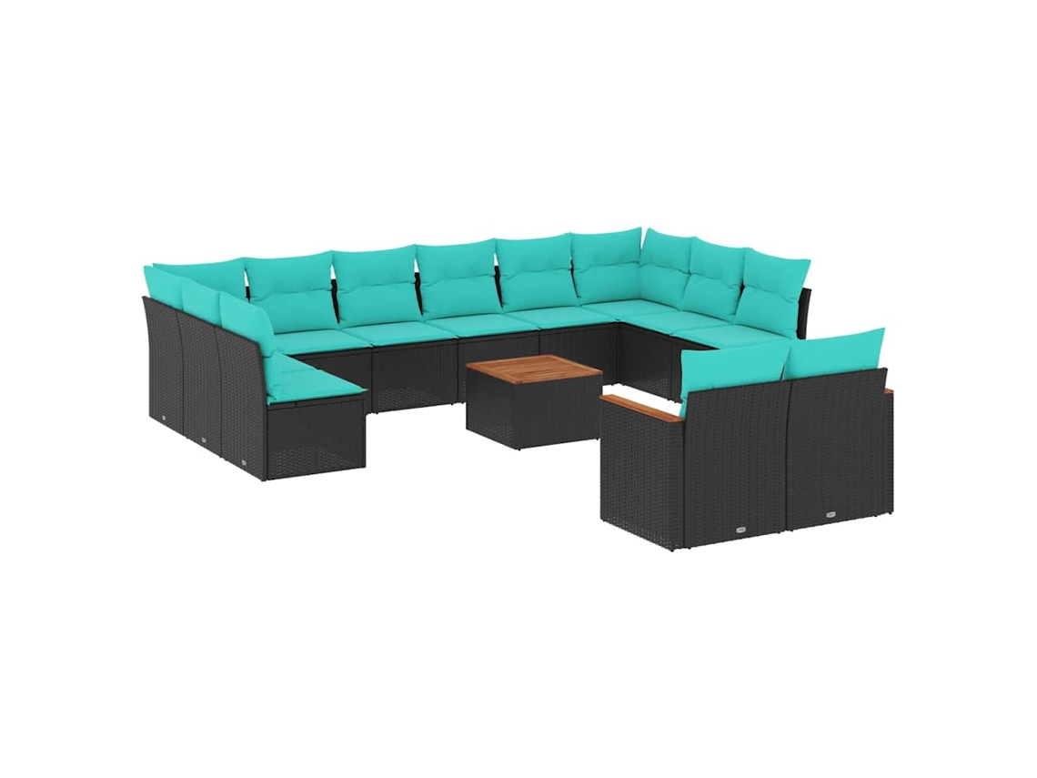 Maison Exclusive - Conjunto De Sofá De Jardín De 13 Piezas Con Cojines, De Poliratán Negro