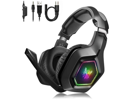 Auriculares Gaming ENZONS para Ps4 con Micrófono Luces Led RGB Cable de Audio de 3.5mm y Control de Volumen para Xbox One / Pc / Laptop /