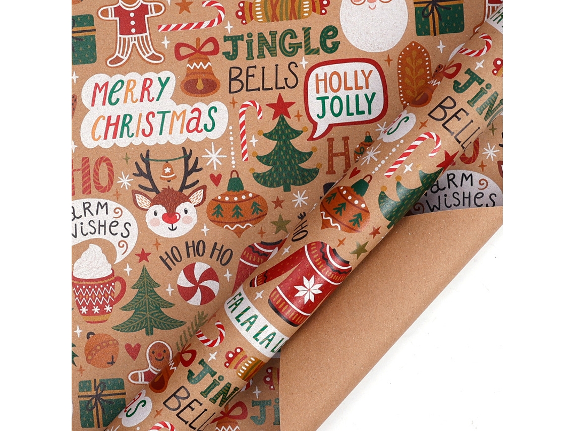 Papel de regalo navideño Eifson, 4 hojas, ideal para las fiestas de invierno, 70 x 50 cm (11 unidades)