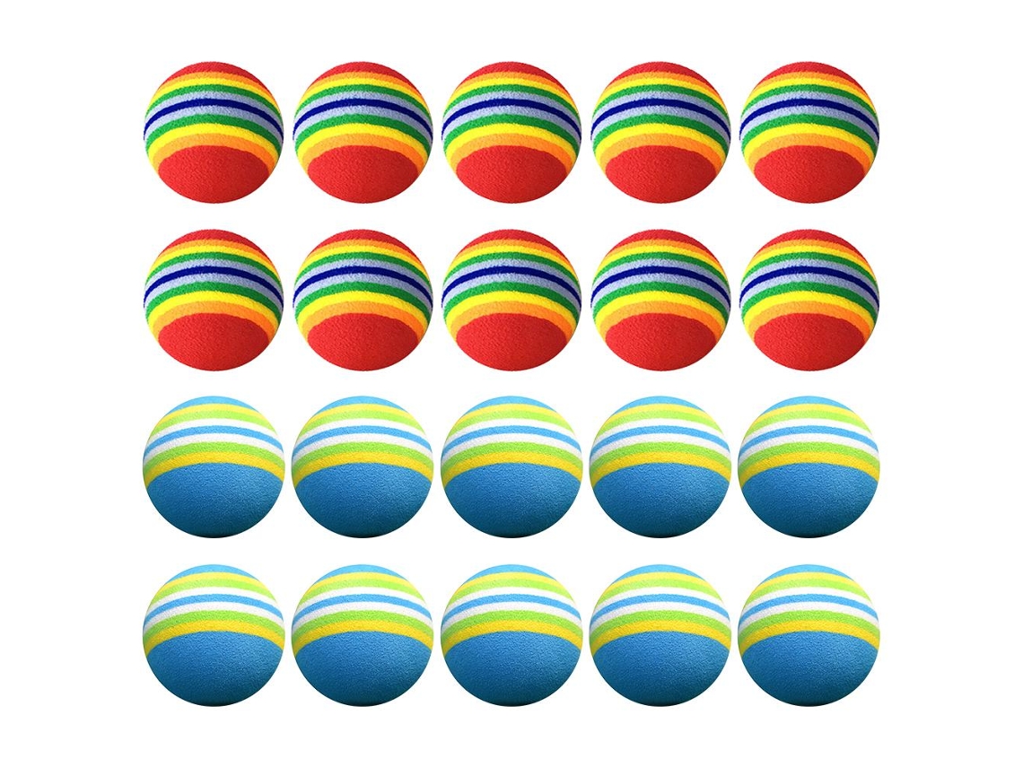 20 pelotas elásticas de espuma EVA, para ejercicio en interiores, juguete, deporte, azul y rojo | Sin marca