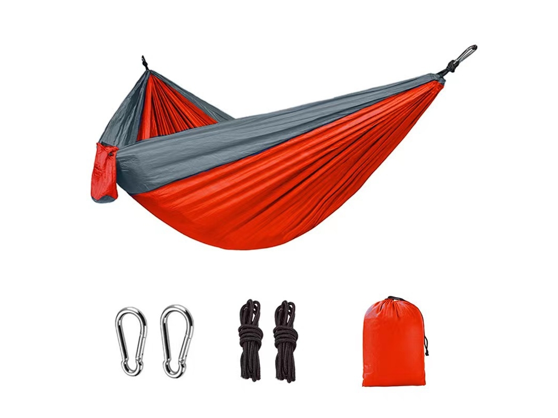 Hamaca Portátil Individual Para Campamentos, Mochileros Y Actividades Al Aire Libre (270x140 Cm) Gris Anaranjado Siurn