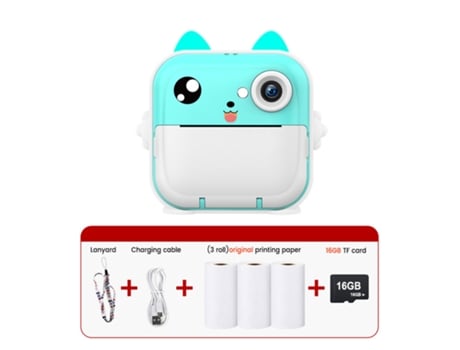 Cámara de Impresión Instantánea ENKERS 16Gb para Niños 2.4 con Papel de Impresión Infantil Azul