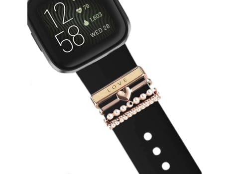Correa Fitbit Versa 2 Pulsera con Adorno Love Negro