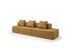 Sofá modular convertible de 3+2 plazas, color mostaza y tweed, SKOFFA