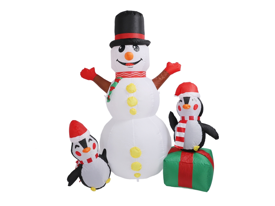 Pingüino de nieve inflable de Navidad de 1,8 m con LED IP44