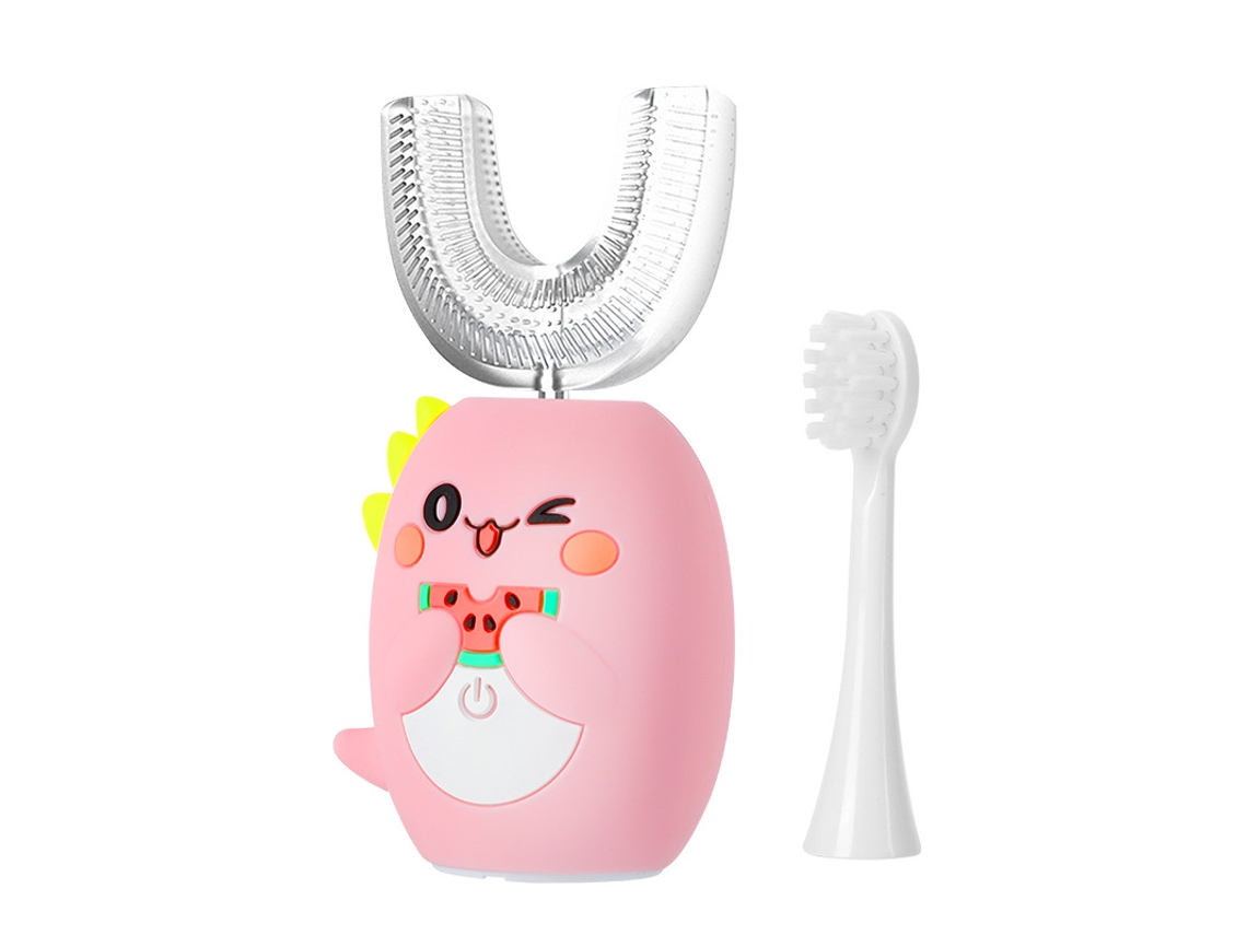 Cepillo De Dientes Eléctrico Para Niños En Forma De U, Recargable, Con Cabezal De Cerdas Suaves, Color Rosa Siurn