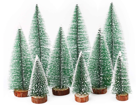Conjunto de Adornos de Navidad ZMDECQNA Artificial Piezas Abeto Efecto Nieve Decoración Diy Blanco - 9un (12x21x15cm)