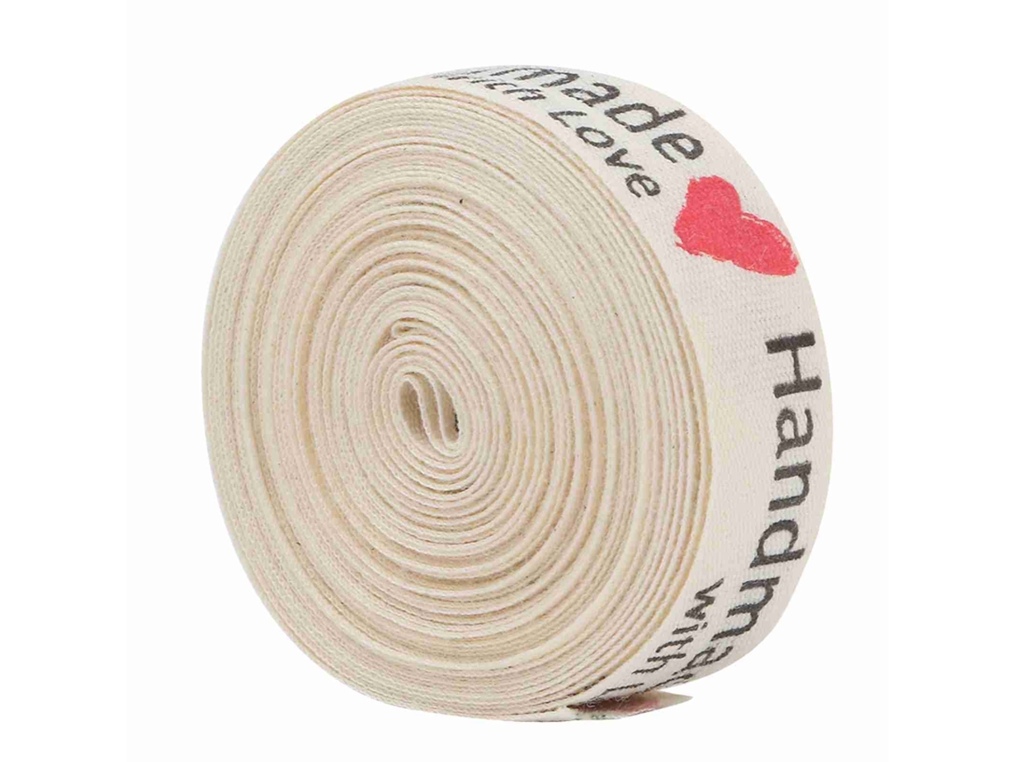 Cinta de algodón natural de 1,5 cm, hecha a mano para envolver regalos.