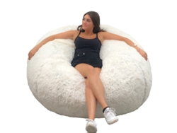 Puf Gigante De Pelo Desenfundable Blanco 120 Cm