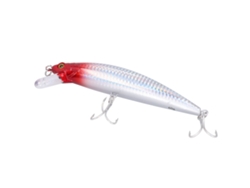 Isca Artificial De Pesca Marítima Sinking 60g Aço Inox Plástico Olhos 3d Com Anzol Triplo Cabeça Vermelha Corpo Branco
