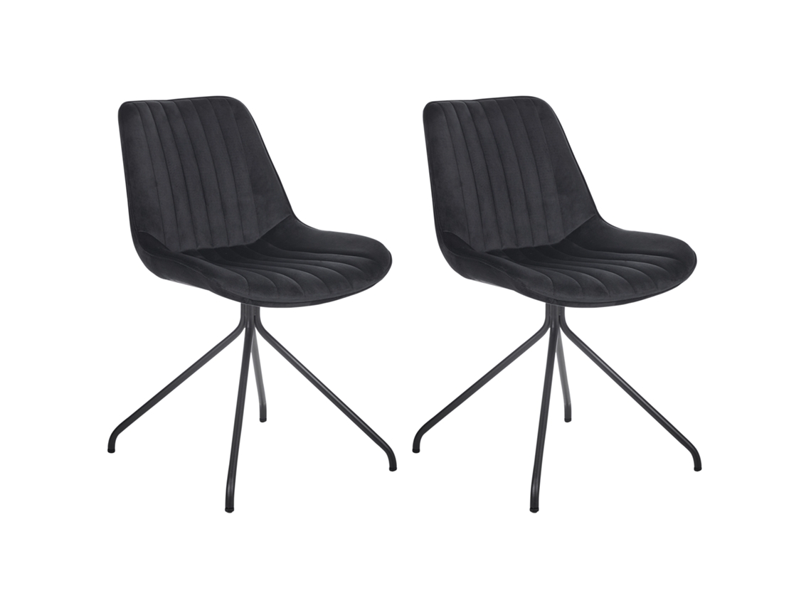 Conjunto de 2 cadeiras de refeição retro BELIANI Navasota de Veludo Preto 47x62x83