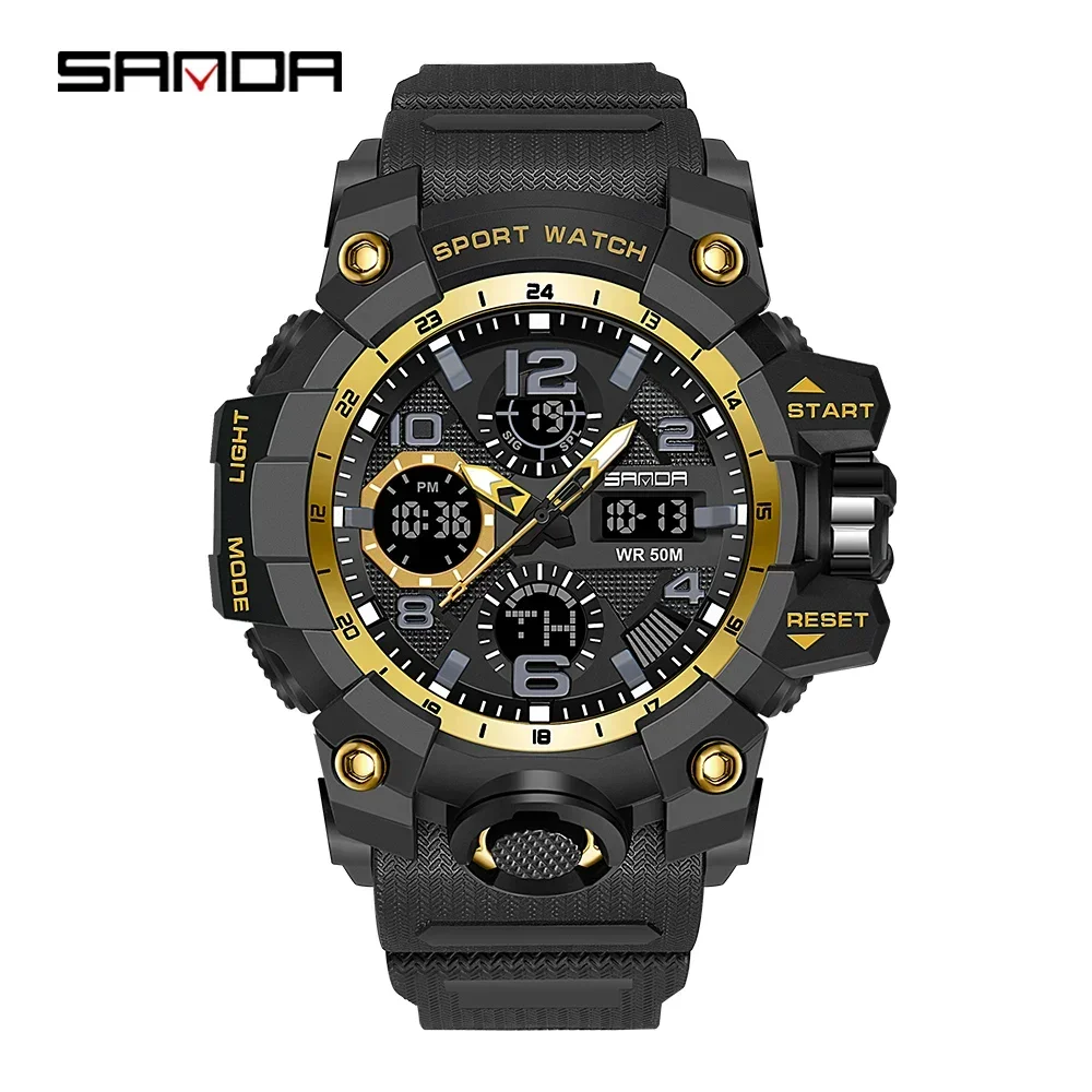 Cronómetro MDUG para hombre, resistente al agua, con doble pantalla LED, reloj de cuarzo y digital.