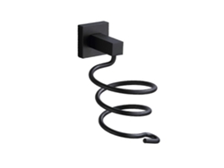 Soporte de pared de aluminio negro para secador de pelo, accesorio de baño.