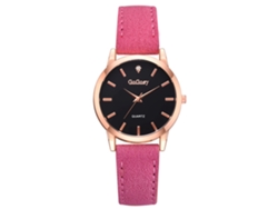 Reloj De Pulsera De Cuarzo Para Mujer, Estilo Casual, Con Esfera Redonda, Color Rosa Fucsia.