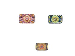 Juego de platos rectangulares de cerámica, elegante diseño floral, aptos para microondas, estilo 2, 3 piezas