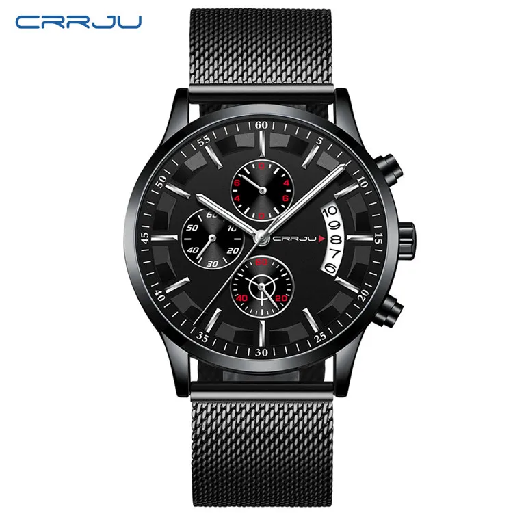 Reloj Deportivo Informal Resistente Al Agua Para Hombre (negro Y Plateado)