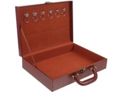 Caja De Llaves De Tamaño Mediano En Cuero Sintético Pu Marrón Rojizo, Estuche De Almacenamiento Portátil Para Y