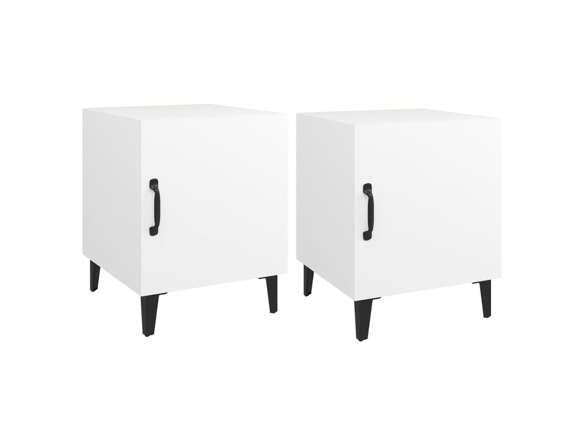 Mesitas de noche de 2 piezas, madera procesada, blanco, MAISON EXCLUSIVE