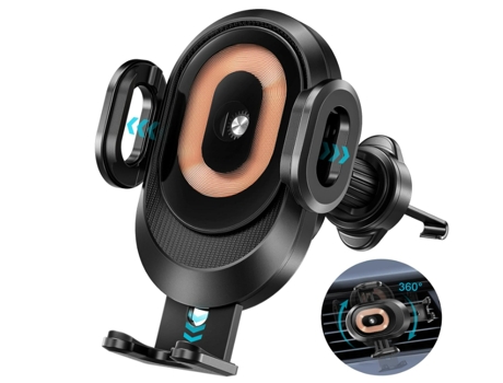 Cargador Inalámbrico Automóvil Carga Rápida Qi Teléfono CHRONUS Negro