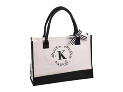 Bolso de lona con inicial, bolso de compras, bolso de hombro plegable, versátil para niñas y mujeres, moderno y elegante. GOKOCO