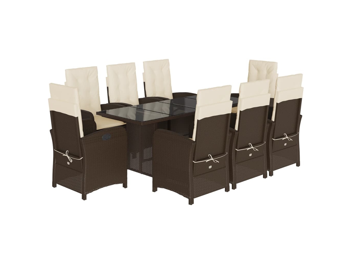 Maison Exclusive - Set Comedor Para Jardín 9 Pzas Y Cojines Ratán Sintético Marrón