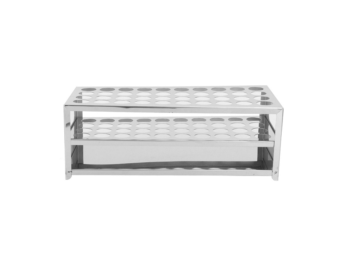 Soporte De Acero Inoxidable Para Tubos De Ensayo De Laboratorio Con 40 Orificios De 20,5 Mm.