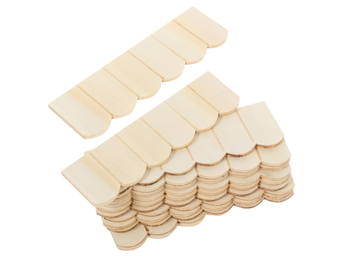Set De Construcción Con 24 Tejas De Madera En Miniatura Para Decorar Casas De Muñecas Y Accesorios.